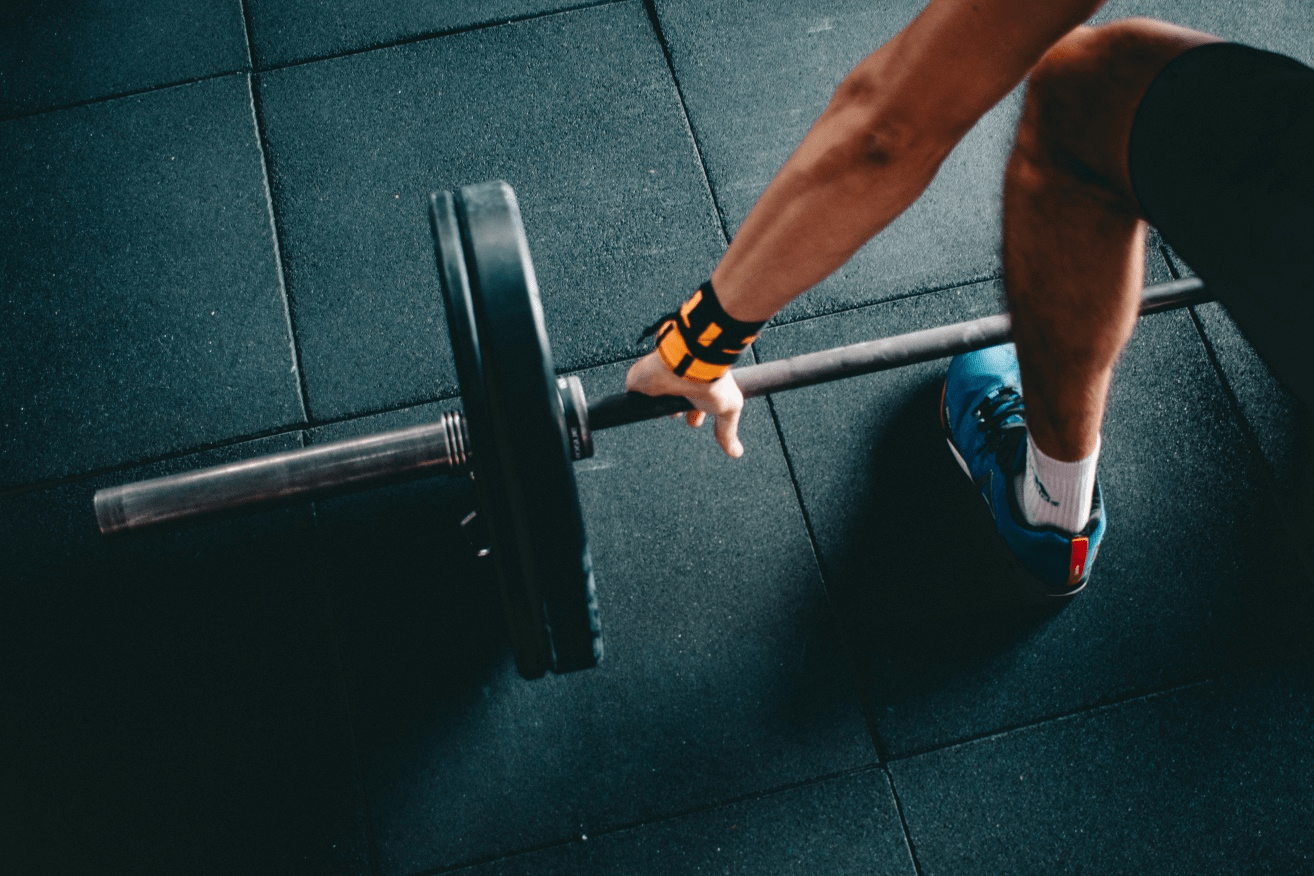 Man holding a barbell