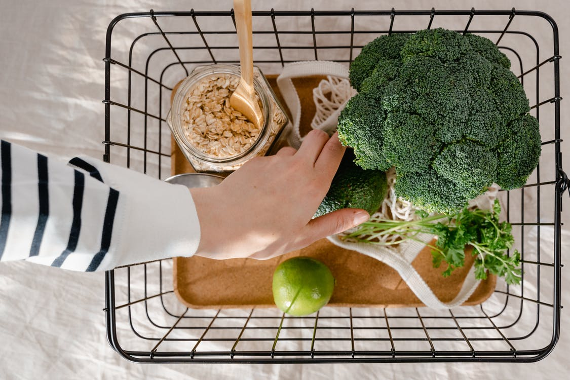 shopping basket full of green vegetables