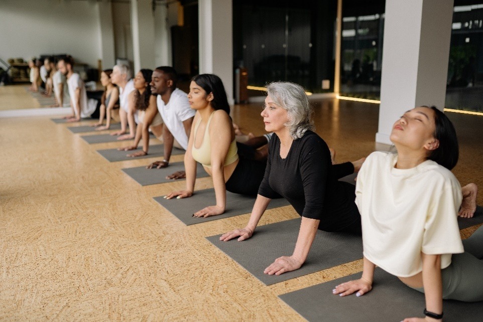 A group yoga class