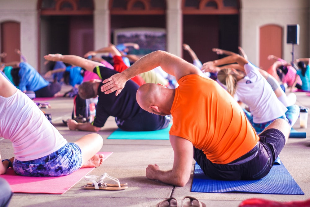 A man in an aerobics fitness class in NYC