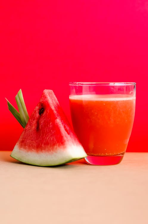 a glass of watermelon juice