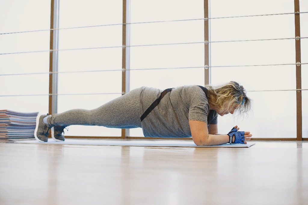 A woman doing a plank