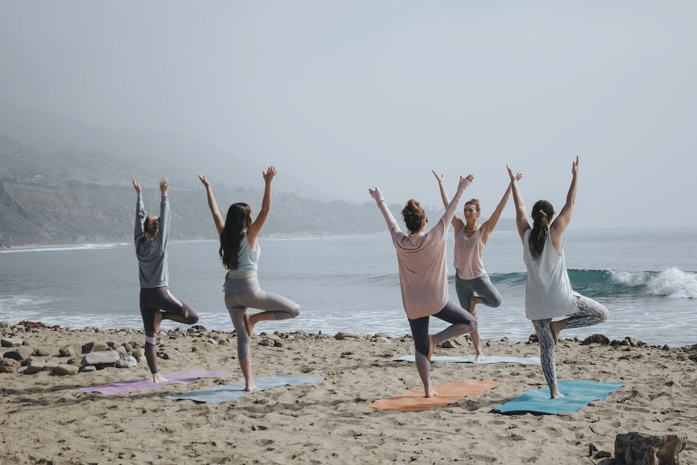 yoga on the beach.