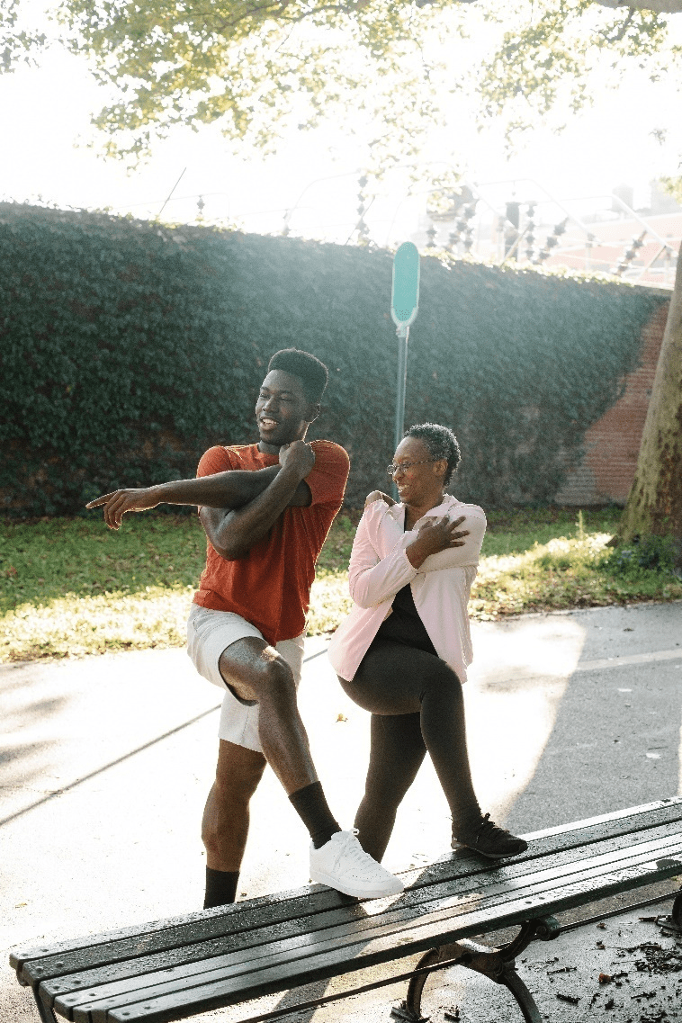 a man and a woman exercising together