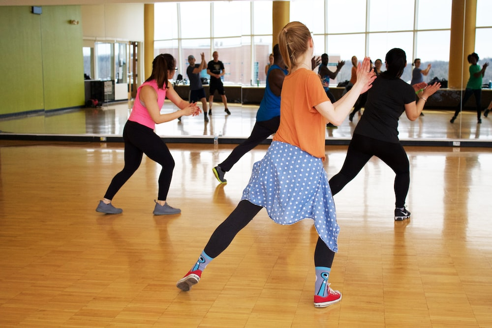 women in a dance class.