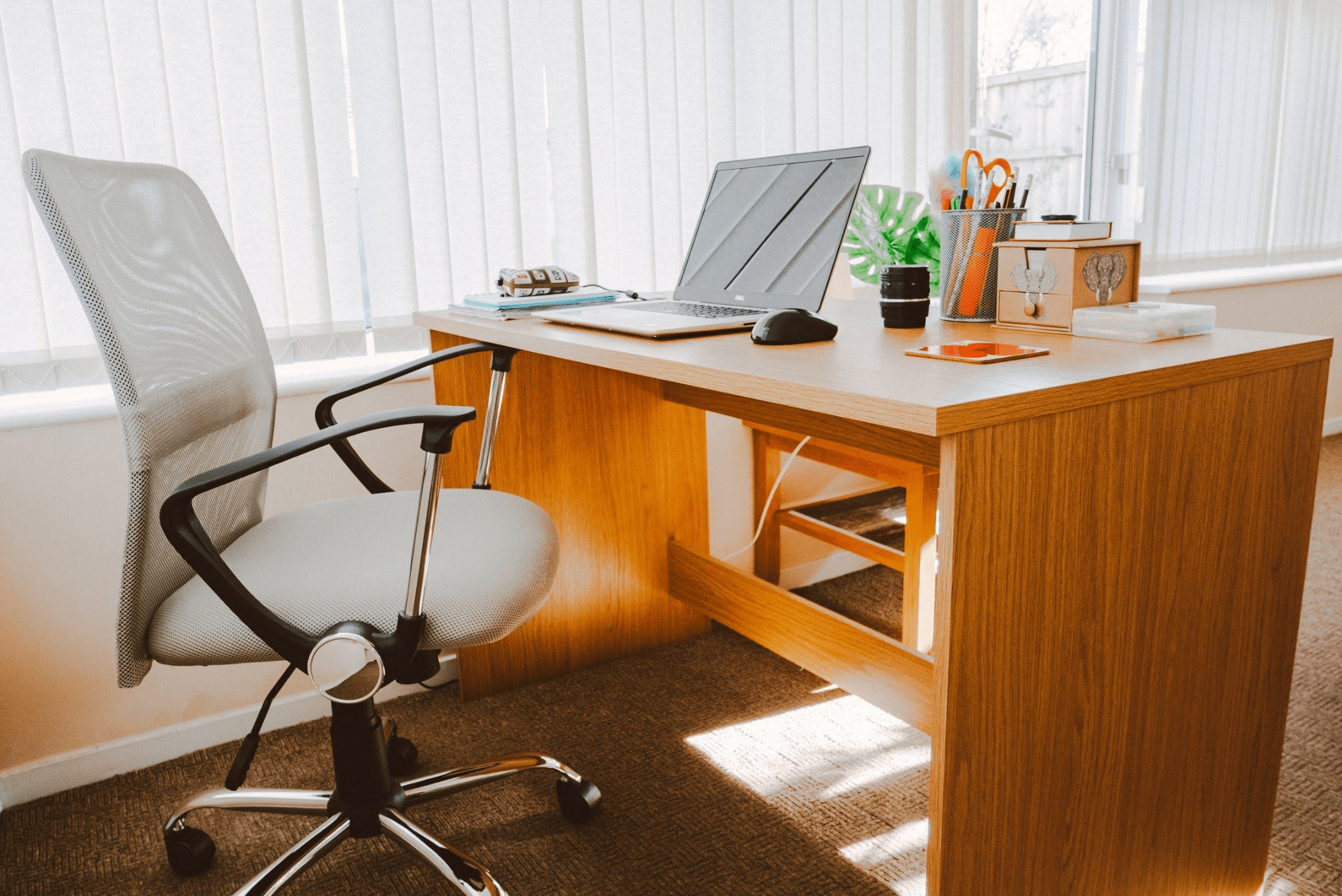 A desk at an office workspace