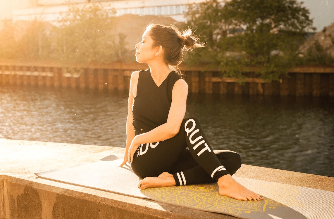 A person resting after a yoga workout