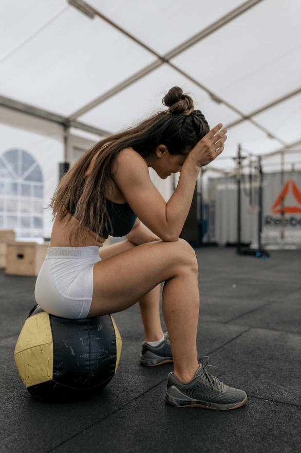 Woman-sitting-on-an-exercise-ball