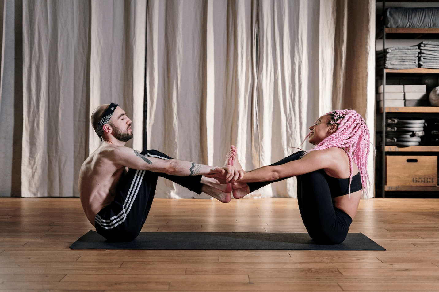 Woman doing couples yoga