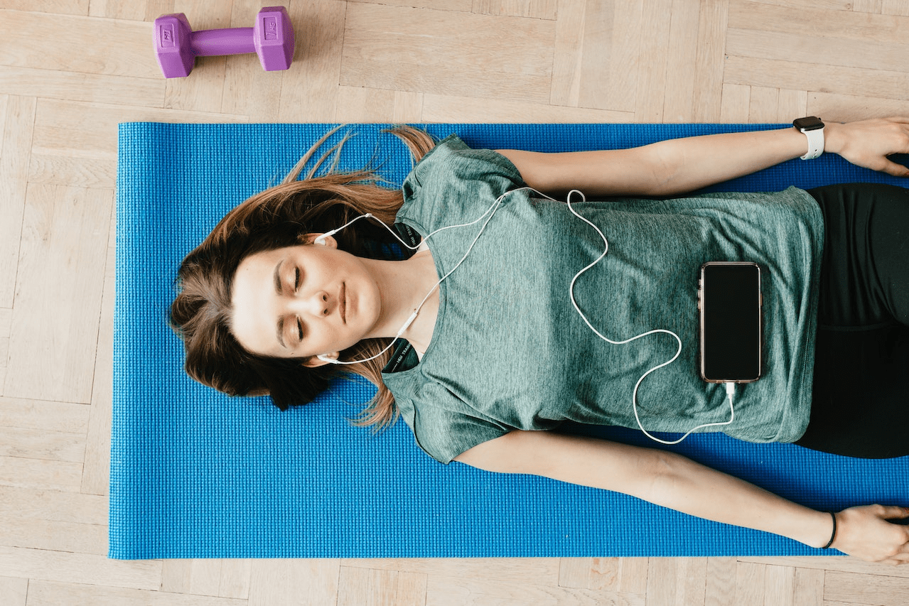 A Woman in Shavasana Pose